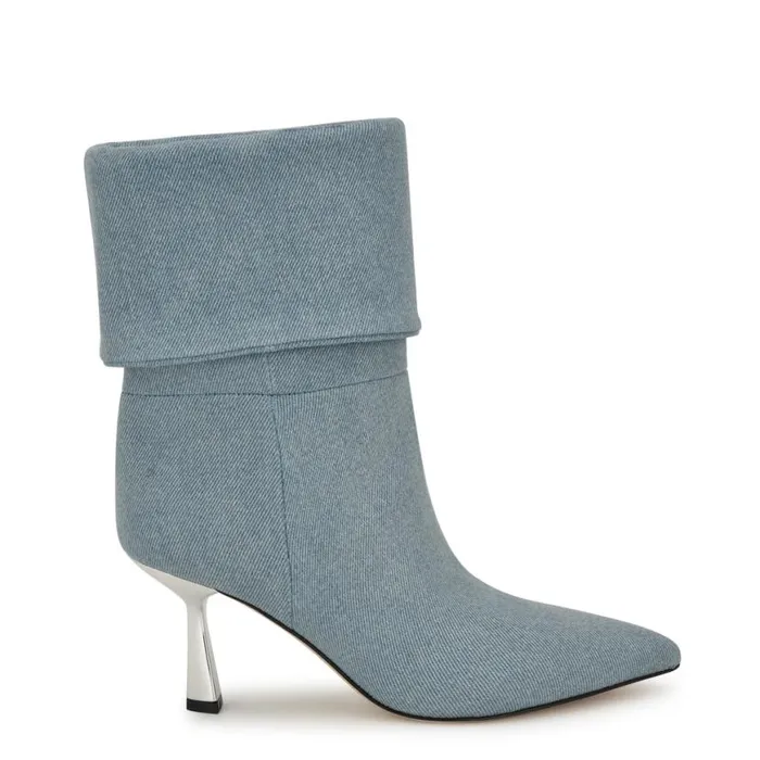 Nine West Boots and Booties Women Bayli Cuffed Dress Booties Light Denim