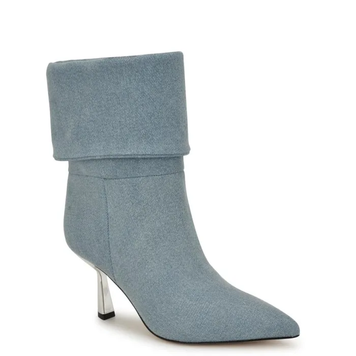 Nine West Boots and Booties Women Bayli Cuffed Dress Booties Light Denim