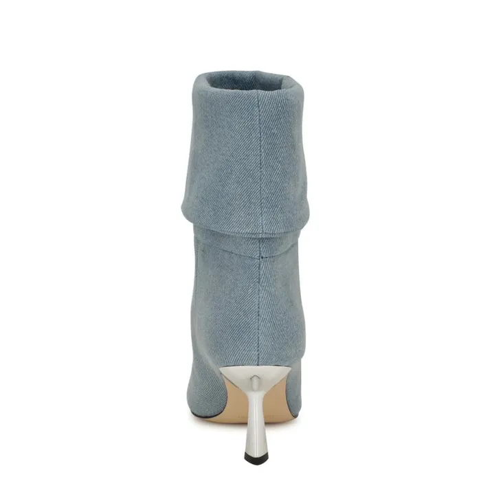 Nine West Boots and Booties Women Bayli Cuffed Dress Booties Light Denim