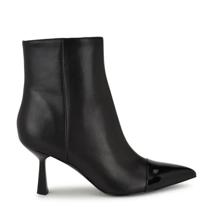 Nine West Boots and Booties Women Birgy Pointy Cap Toe Dress Booties Black Leather Nine West Boots and Booties Women Birgy Pointy Cap Toe Dress Booties Black Leather