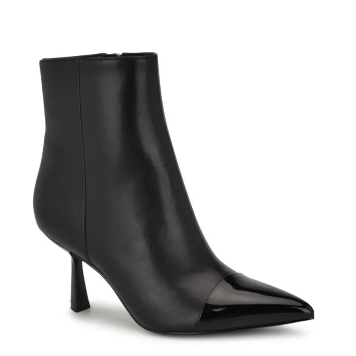 Nine West Boots and Booties Women Birgy Pointy Cap Toe Dress Booties Black Leather Nine West Boots and Booties Women Birgy Pointy Cap Toe Dress Booties Black Leather