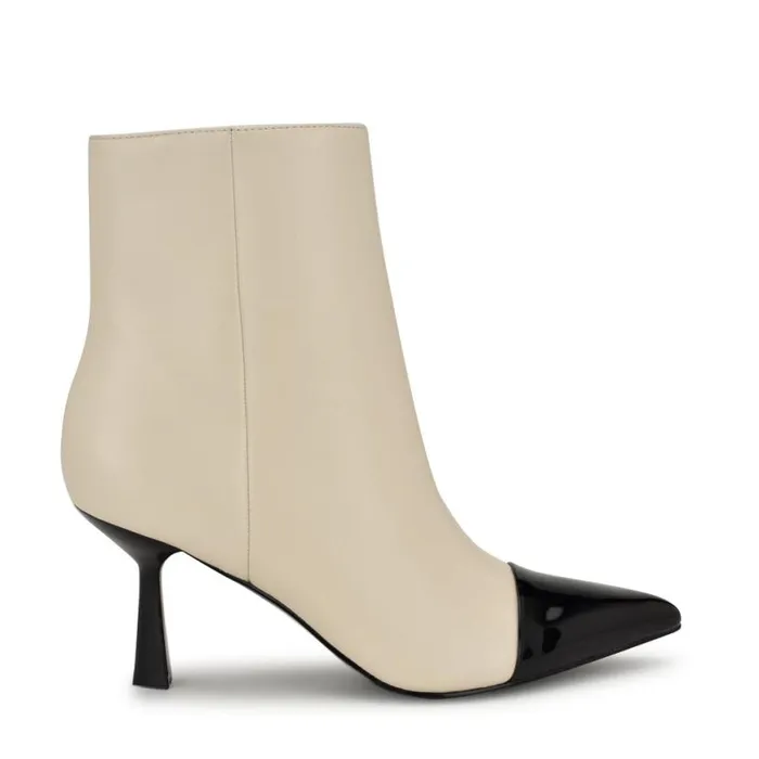 Nine West Boots and Booties Women Birgy Pointy Cap Toe Dress Booties Ivory Leather