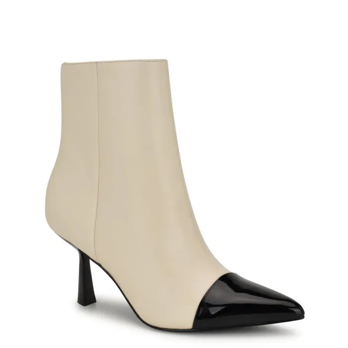 Nine West Boots and Booties Women Birgy Pointy Cap Toe Dress Booties Ivory Leather Nine West Boots and Booties Women Birgy Pointy Cap Toe Dress Booties Ivory Leather