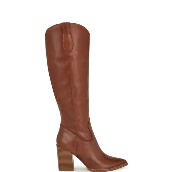 Nine West Boots and Booties Women Bromwel Block Heel Boots Dark Natural Leather Nine West Boots and Booties Women Bromwel Block Heel Boots Dark Natural Leather