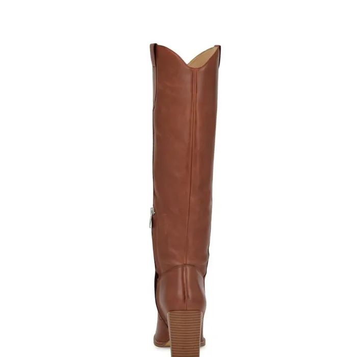 Nine West Boots and Booties Women Bromwel Block Heel Boots Dark Natural Leather Nine West Boots and Booties Women Bromwel Block Heel Boots Dark Natural Leather