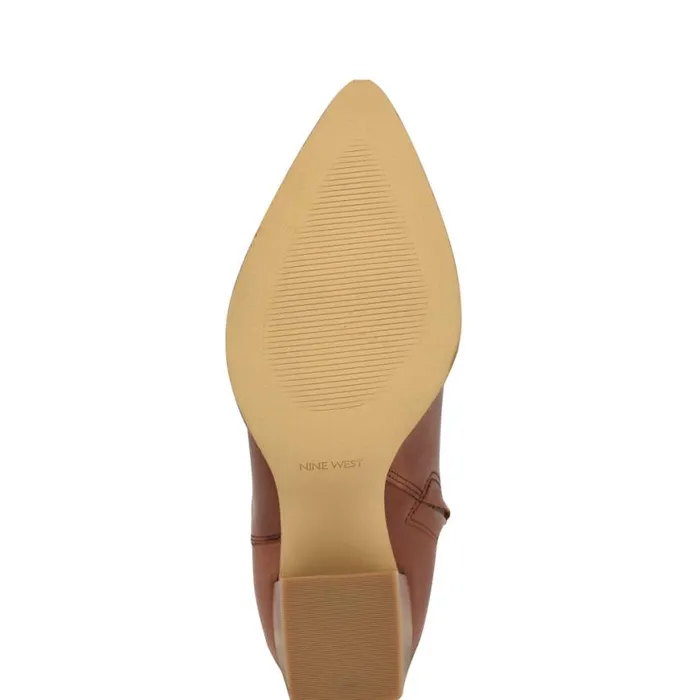 Nine West Boots and Booties Women Bromwel Block Heel Boots Dark Natural Leather Nine West Boots and Booties Women Bromwel Block Heel Boots Dark Natural Leather