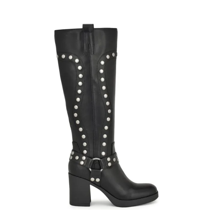 Nine West Boots and Booties Women Cert Heeled Moto Boots Black