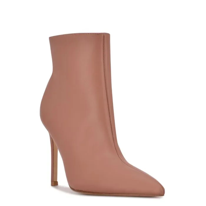 Nine West Boots and Booties Women Farrah Dress Booties Dark Natural Leather