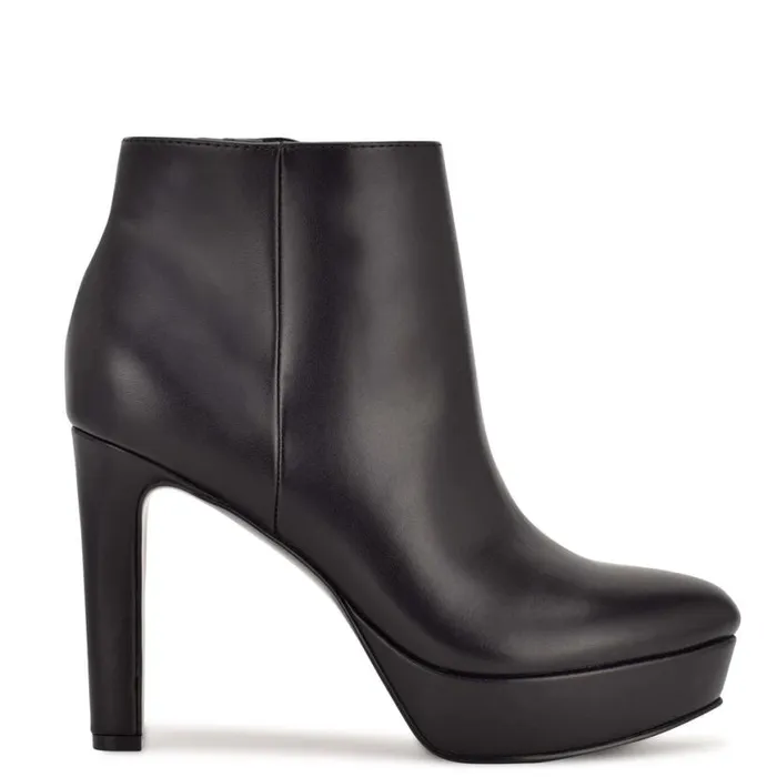 Nine West Boots and Booties Women Glowup Platform Booties Black Leather