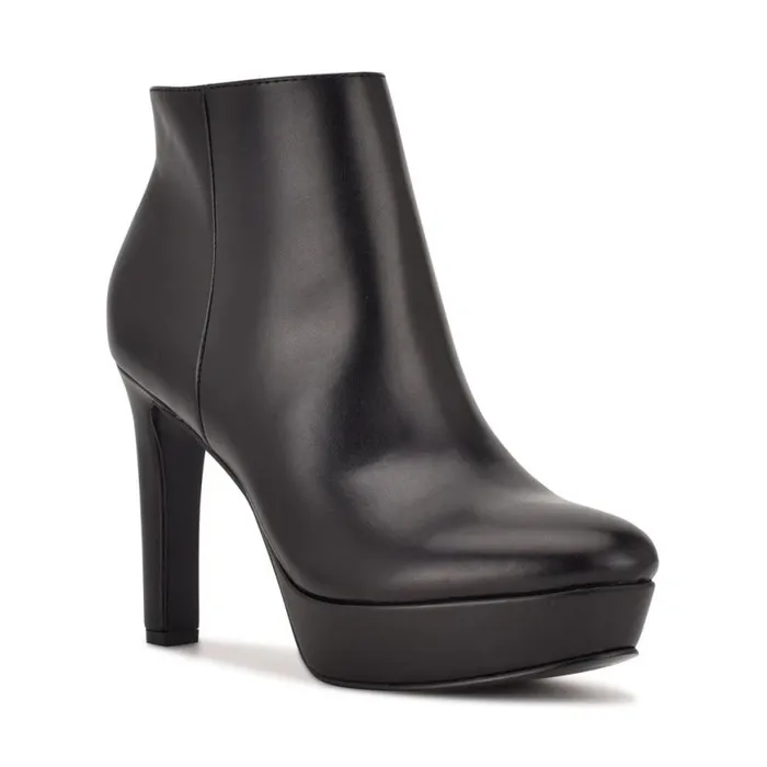Nine West Boots and Booties Women Glowup Platform Booties Black Leather Nine West Boots and Booties Women Glowup Platform Booties Black Leather