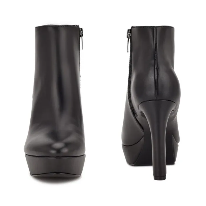 Nine West Boots and Booties Women Glowup Platform Booties Black Leather Nine West Boots and Booties Women Glowup Platform Booties Black Leather