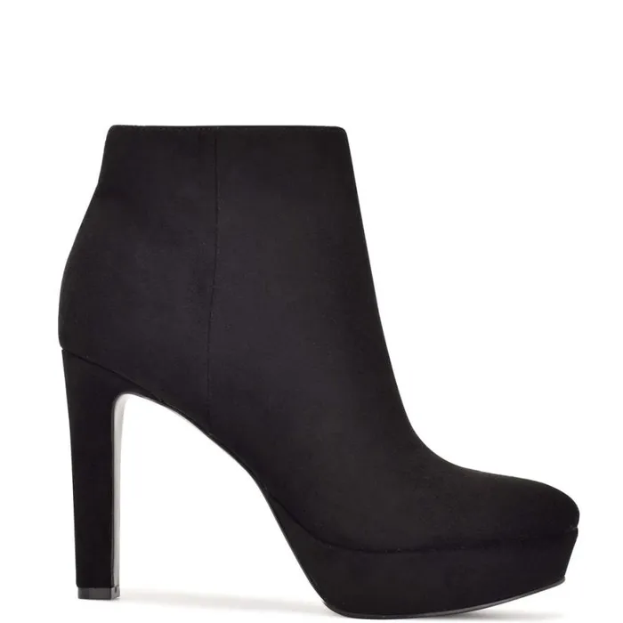 Nine West Boots and Booties Women Glowup Platform Booties Black Suede