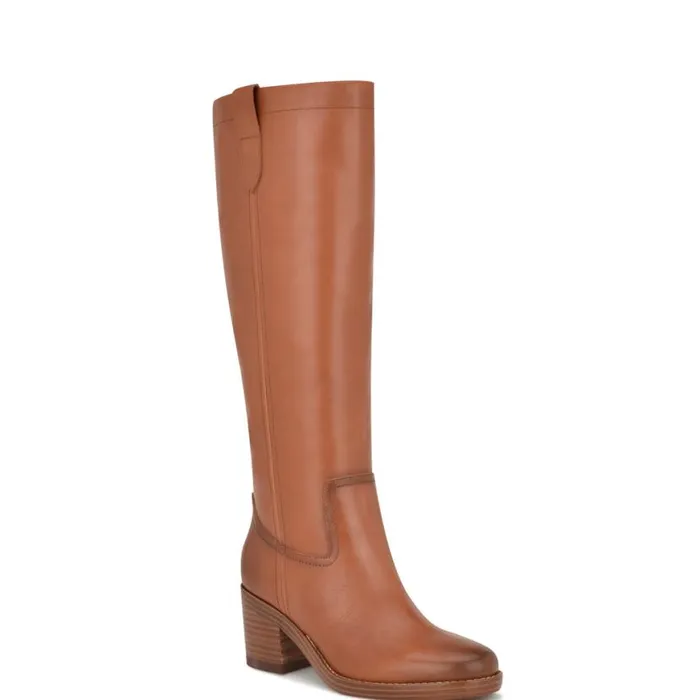 Nine West Boots and Booties Women Hecee Block Heel Tailored Boots Brown Leather Nine West Boots and Booties Women Hecee Block Heel Tailored Boots Brown Leather