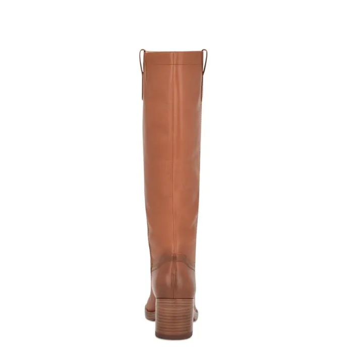 Nine West Boots and Booties Women Hecee Block Heel Tailored Boots Brown Leather Nine West Boots and Booties Women Hecee Block Heel Tailored Boots Brown Leather