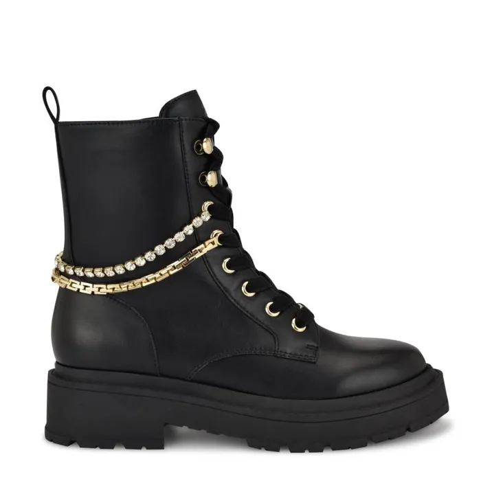 Nine West Boots and Booties Women Hughes Chain Combat Booties Black