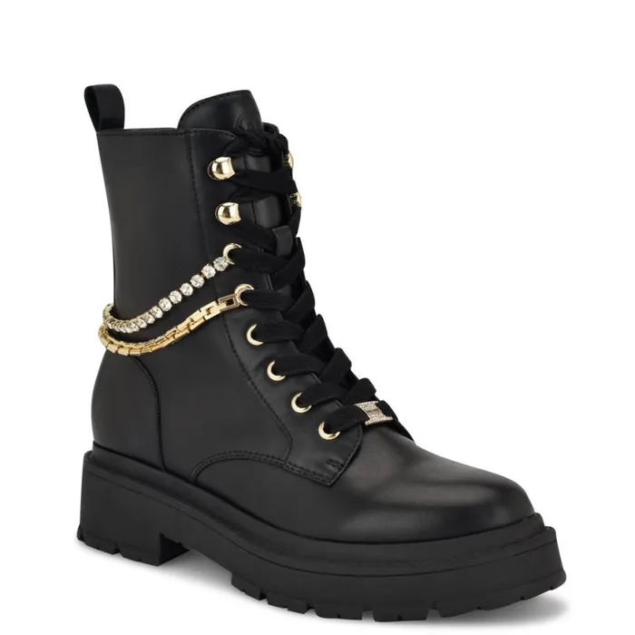 Nine West Boots and Booties Women Hughes Chain Combat Booties Black Nine West Boots and Booties Women Hughes Chain Combat Booties Black