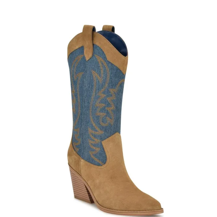 Nine West Boots and Booties Women Keeks Western Boot Denimbrown Suede Nine West Boots and Booties Women Keeks Western Boot Denimbrown Suede