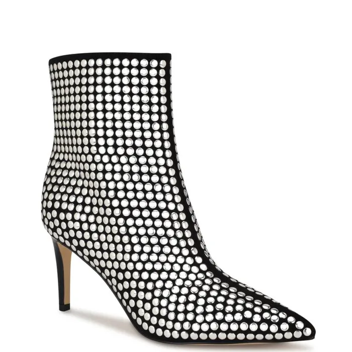 Nine West Boots and Booties Women Kepord Studded Booties Blacksilver Nine West Boots and Booties Women Kepord Studded Booties Blacksilver