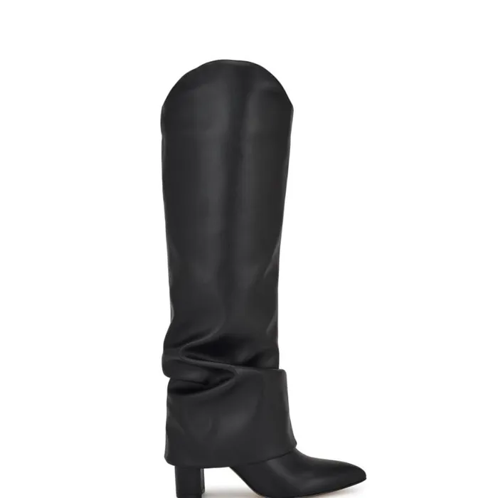 Nine West Boots and Booties Women Lindey Foldover Dress Boots Black