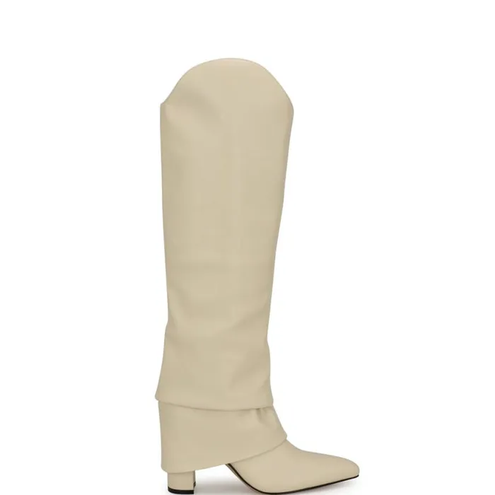 Nine West Boots and Booties Women Lindey Foldover Dress Boots Ivory
