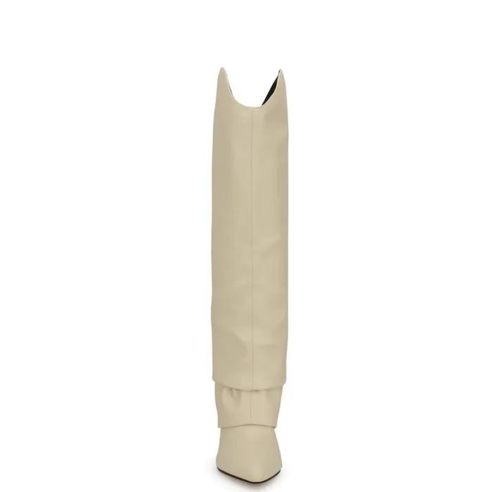 Nine West Boots and Booties Women Lindey Foldover Dress Boots Ivory Nine West Boots and Booties Women Lindey Foldover Dress Boots Ivory