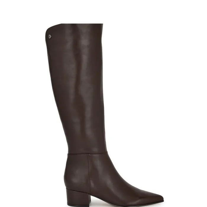 Nine West Boots and Booties Women Morgin Knee High Dress Boots Brown Leather