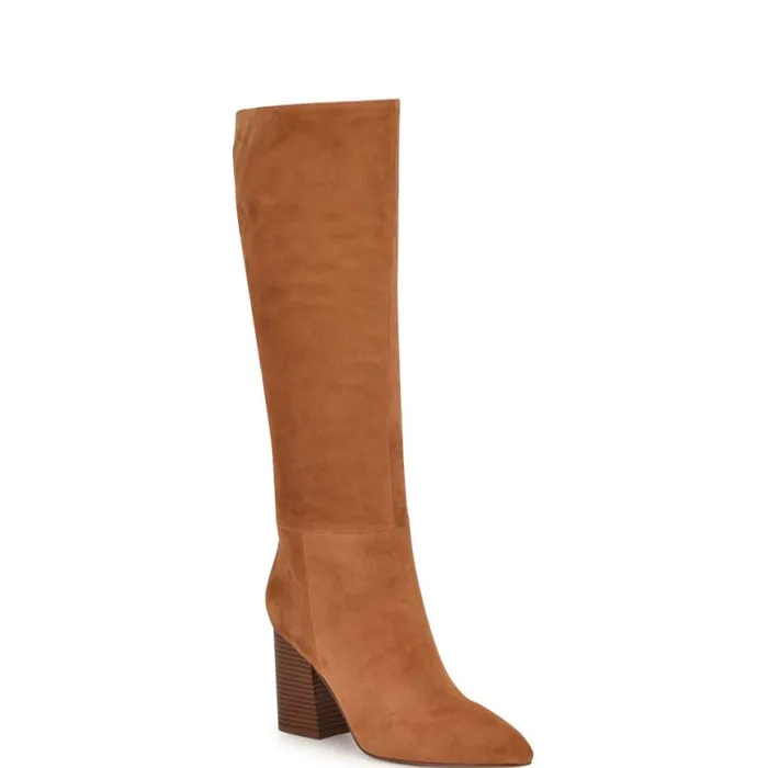Nine West Boots and Booties Women Peachey Heeled Boots Medium Brown Suede