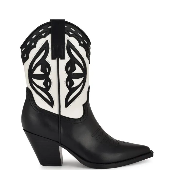 Nine West Boots and Booties Women Puzz Western Booties Blackwhite Patent Plaid Nine West Boots and Booties Women Puzz Western Booties Blackwhite Patent Plaid