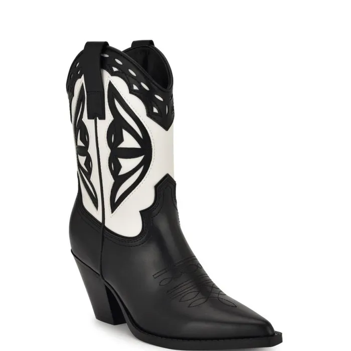 Nine West Boots and Booties Women Puzz Western Booties Blackwhite Patent Plaid Nine West Boots and Booties Women Puzz Western Booties Blackwhite Patent Plaid