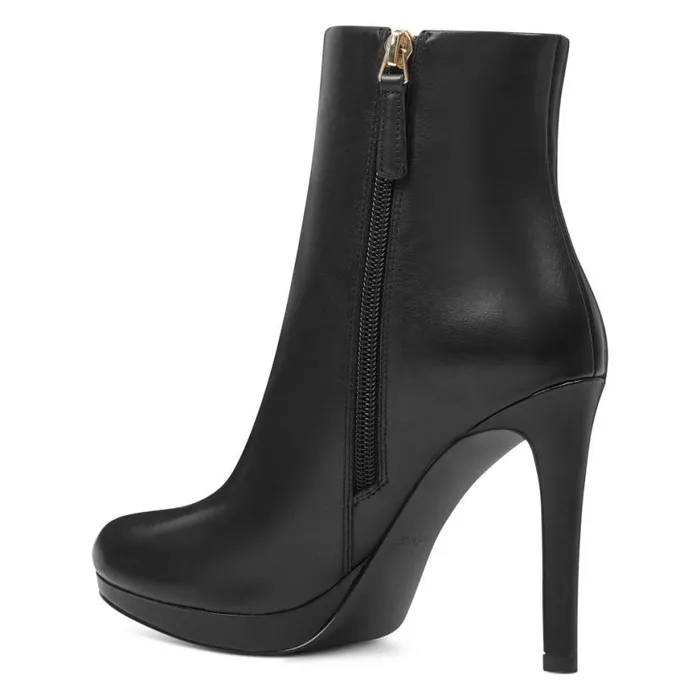 Nine West Boots and Booties Women Quanette Platform Booties Black Leather Nine West Boots and Booties Women Quanette Platform Booties Black Leather
