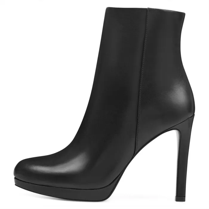 Nine West Boots and Booties Women Quanette Platform Booties Black Leather Nine West Boots and Booties Women Quanette Platform Booties Black Leather