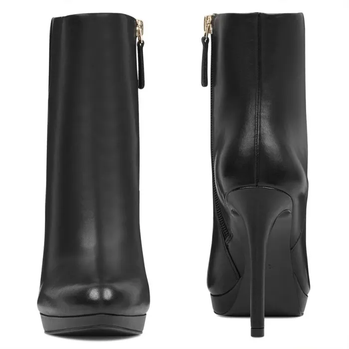 Nine West Boots and Booties Women Quanette Platform Booties Black Leather Nine West Boots and Booties Women Quanette Platform Booties Black Leather