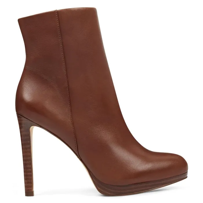 Nine West Boots and Booties Women Quanette Platform Booties Brown Leather