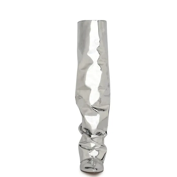 Nine West Boots and Booties Women Randee Slouch Knee High Dress Boots Silver Nine West Boots and Booties Women Randee Slouch Knee High Dress Boots Silver
