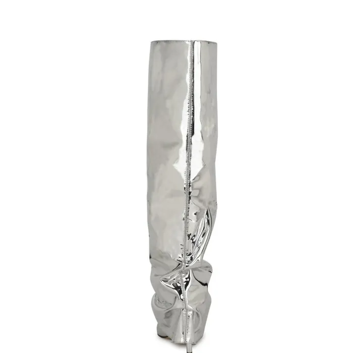 Nine West Boots and Booties Women Randee Slouch Knee High Dress Boots Silver Nine West Boots and Booties Women Randee Slouch Knee High Dress Boots Silver
