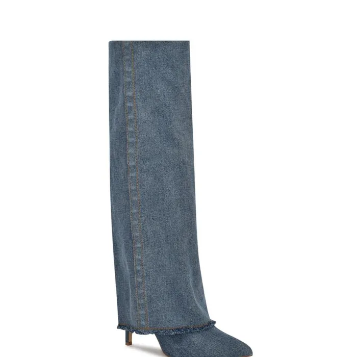 Nine West Boots and Booties Women Rhoree Knee High Dress Boots Light Denim