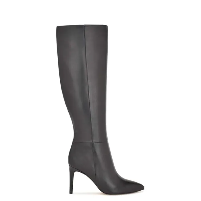 Nine West Boots and Booties Women Richy Heeled Boots Black Leather