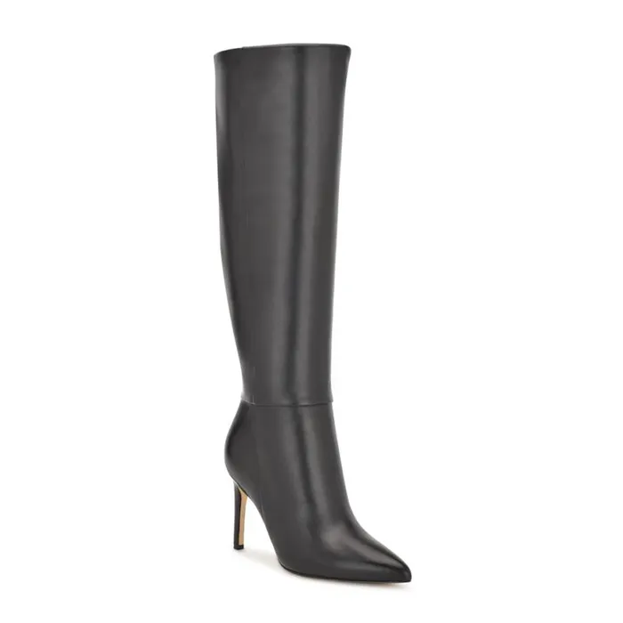Nine West Boots and Booties Women Richy Heeled Boots Black Leather