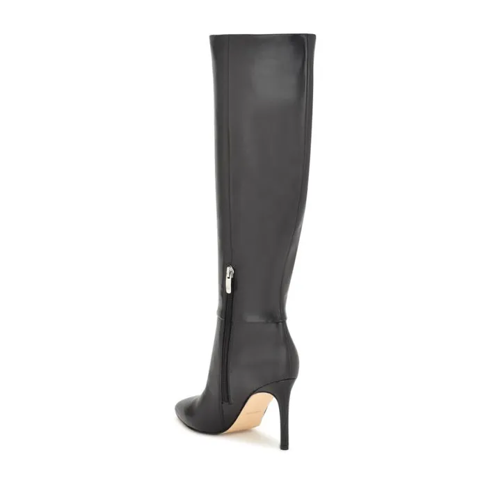 Nine West Boots and Booties Women Richy Heeled Boots Black Leather