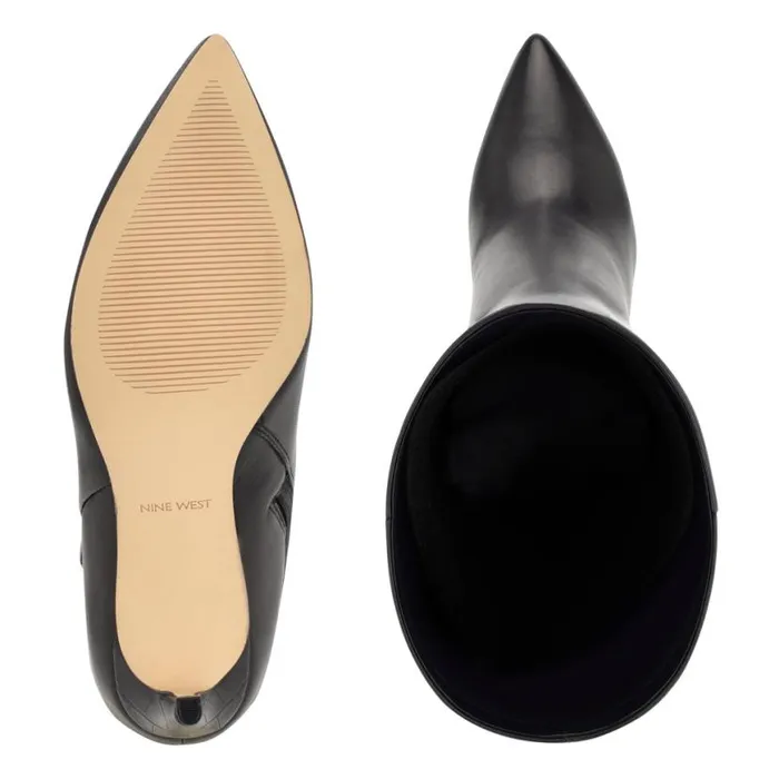 Nine West Boots and Booties Women Richy Heeled Boots Black Leather
