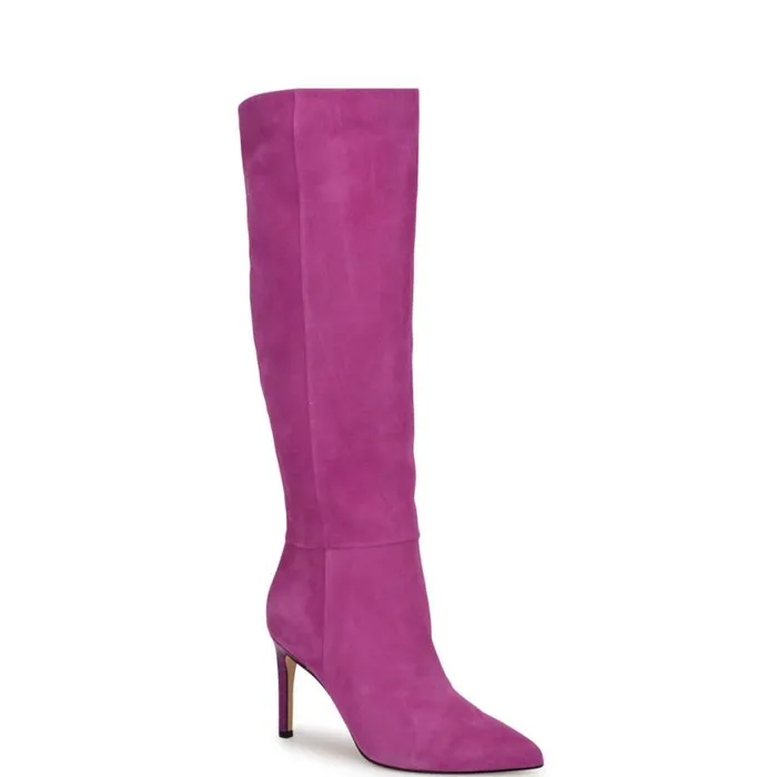 Nine West Boots and Booties Women Richy Heeled Boots Dark Pink Suede Nine West Boots and Booties Women Richy Heeled Boots Dark Pink Suede