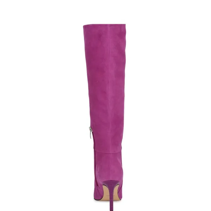Nine West Boots and Booties Women Richy Heeled Boots Dark Pink Suede Nine West Boots and Booties Women Richy Heeled Boots Dark Pink Suede