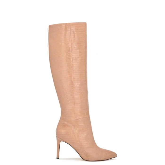 Nine West Boots and Booties Women Richy Heeled Boots Natural Lizard Print