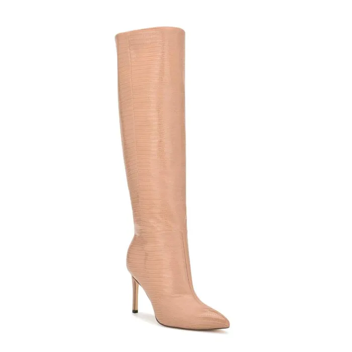 Nine West Boots and Booties Women Richy Heeled Boots Natural Lizard Print Nine West Boots and Booties Women Richy Heeled Boots Natural Lizard Print
