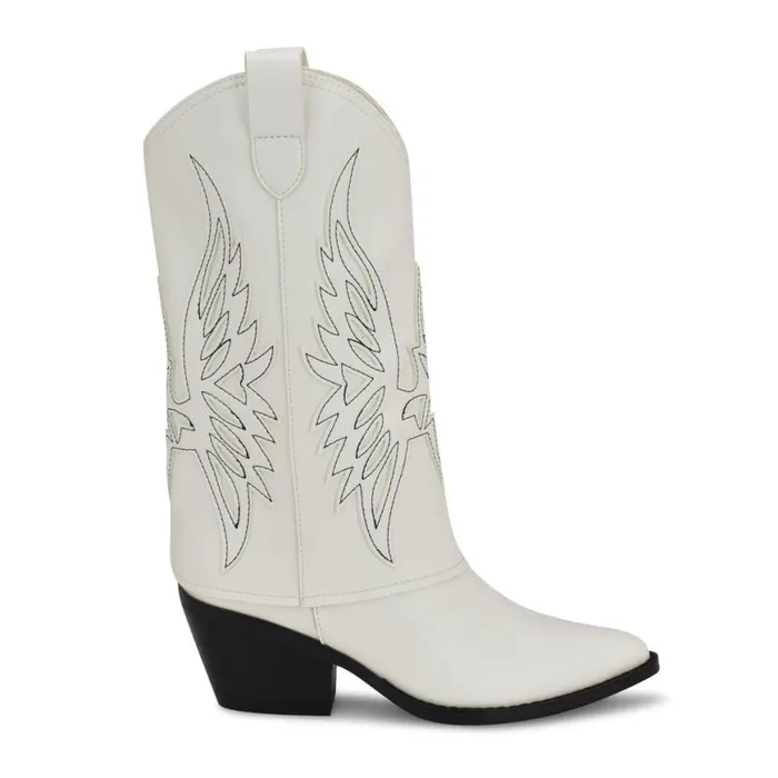 Nine West Boots and Booties Women Ringer Detailed Western Boots White