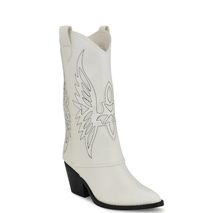Nine West Boots and Booties Women Ringer Detailed Western Boots White Nine West Boots and Booties Women Ringer Detailed Western Boots White