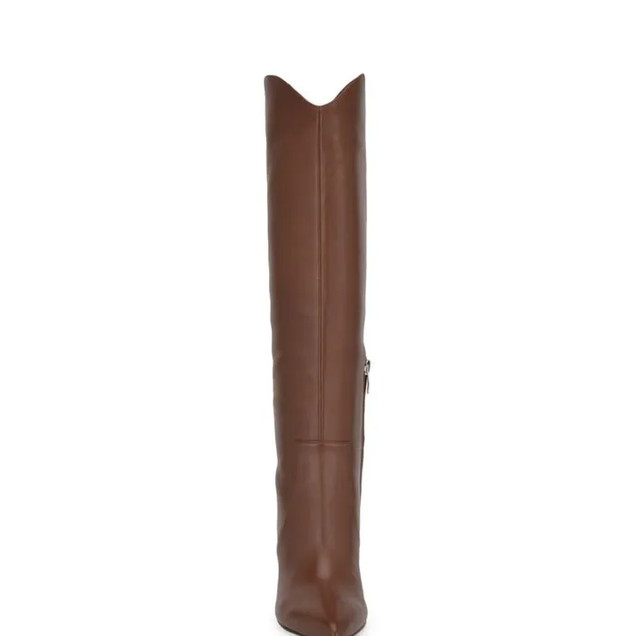 Nine West Boots and Booties Women Sirena Heeled Dress Boots Brown Leather Nine West Boots and Booties Women Sirena Heeled Dress Boots Brown Leather