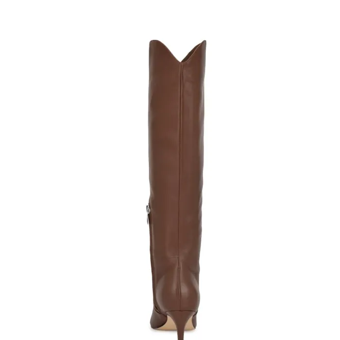 Nine West Boots and Booties Women Sirena Heeled Dress Boots Brown Leather Nine West Boots and Booties Women Sirena Heeled Dress Boots Brown Leather