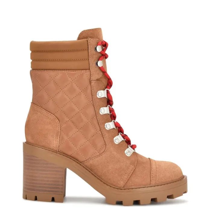Nine West Boots and Booties Women Unite Lug Sole Booties Medium Brown Suede
