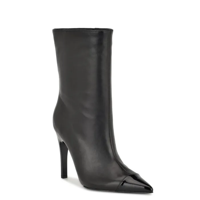 Nine West Boots and Booties Women Winner Cap Toe Heeled Dress Booties Black
